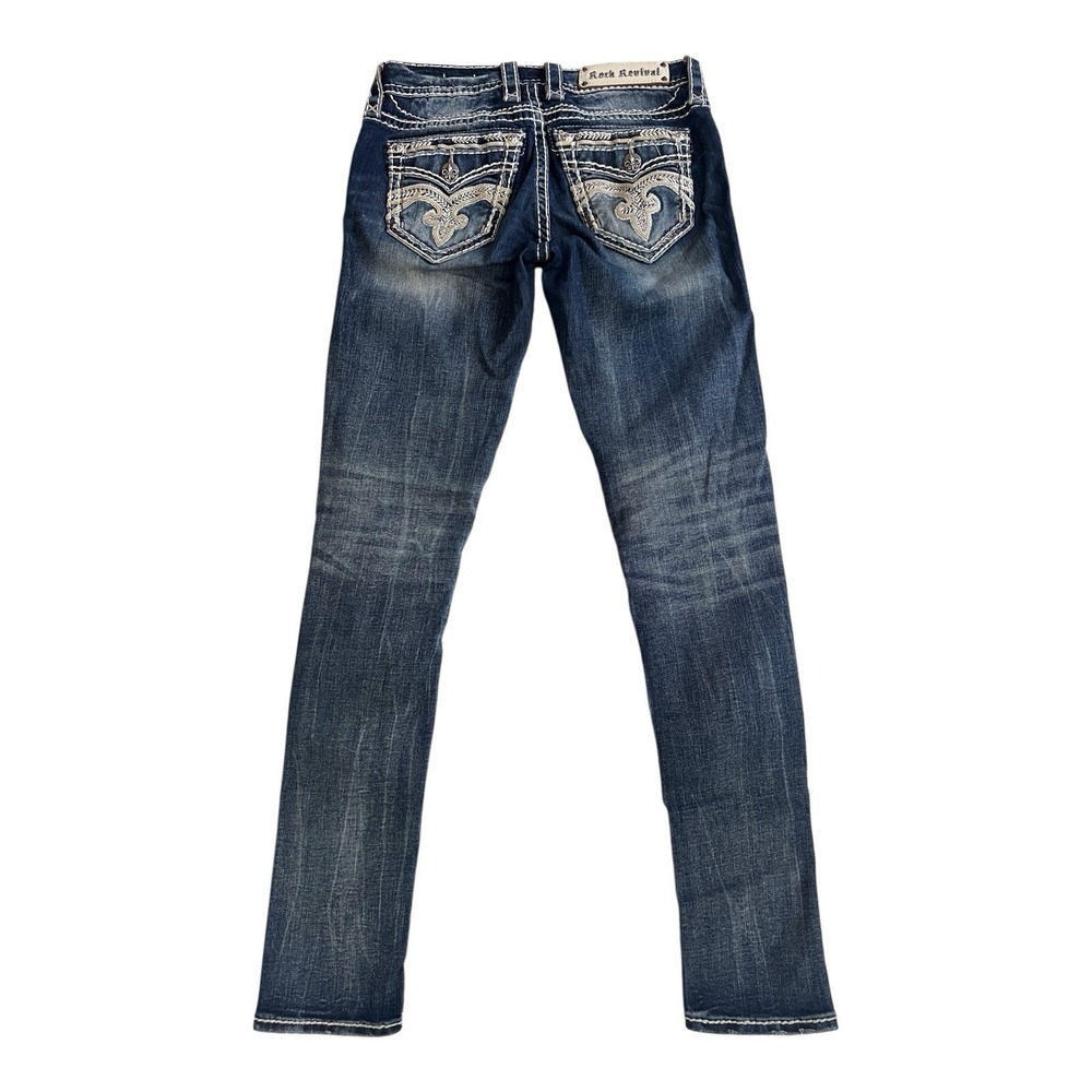 Rock Revival Size 27 Pilkin Skinny‎ Jeans Mid-Rise Thick Stitch Stretch Denim
